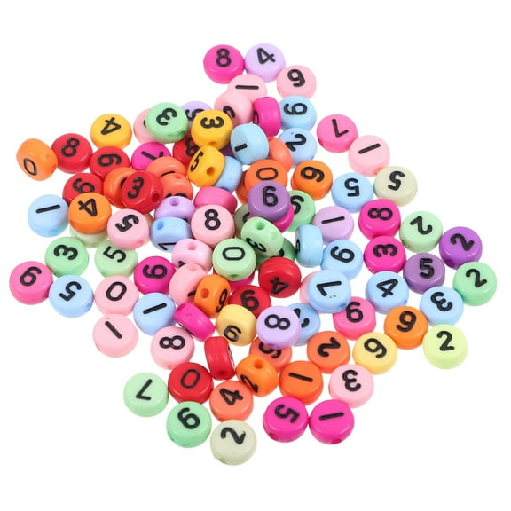 WHAMVOX DIY Acrylic Number Beads for Bracelet Making Assorted Color with Hole 100Pcs