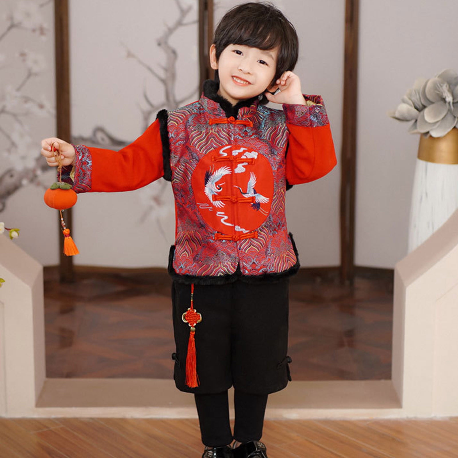 RKSTN Toddler Baby Boys Suits Lunar Chinese New Year Tang Suit Clothes Long Sleeve Tops with Long Pants Two Piece Set Warm Coat Gentleman Suit New Year Gifts for Toddler Walmart