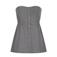 thumbnail image 5 of up to 60% off Gifts Usmixi Womens Tank Tops Fashion Button Elastic Waist Going out Strapless Shirts Summer Trendy Solid Tube Top Sleeveless Shirts Blouse Gray m, 5 of 5
