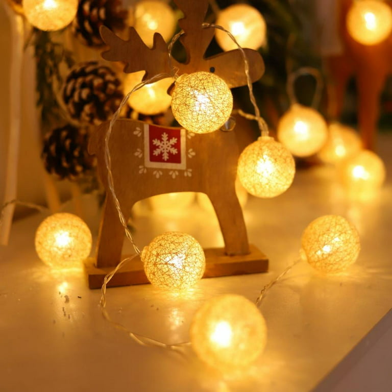 Handmade Cotton Light Balls, LED 20/10 MIX Cotton Balls String, Kid Room,  Wedding Decoration, Party/fairy Décor, White/yellow Cotton Balls 