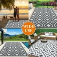 thumbnail image 3 of Hasoo Outdoor Rug Portable Premium Plastic Geometric Floral Pattern for Large Patio Deck Sunroom RV Camping Gray 9 x 12 ft, 3 of 5