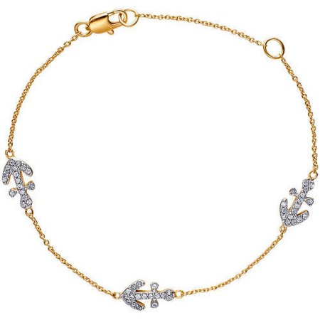 Two-Tone CZ Anchor Bracelet