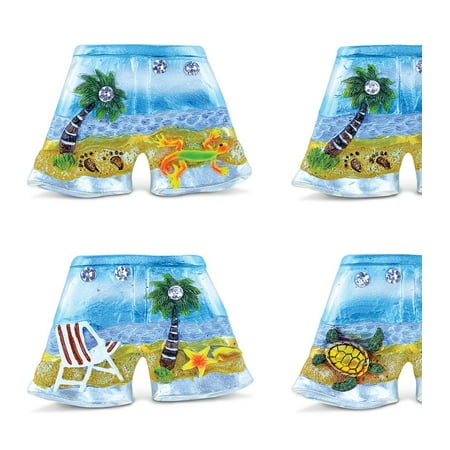 

Puzzled Beach Pants Refrigerator Silver Beach Magnet - Beach Theme - Set of 4 - Unique Affordable Gift and Souvenir - Item #7692