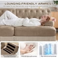 thumbnail image 4 of 106.1'' Modular Sectional Sofa, Chesterfield Velvet U-Shaped Couch, Upholstered 3-Seater Sofa with 2 Ottomans, Button Tufted, Tassel Fringe Skirt, Deep Couches for Living Room, Bedroom, Camel, 4 of 11