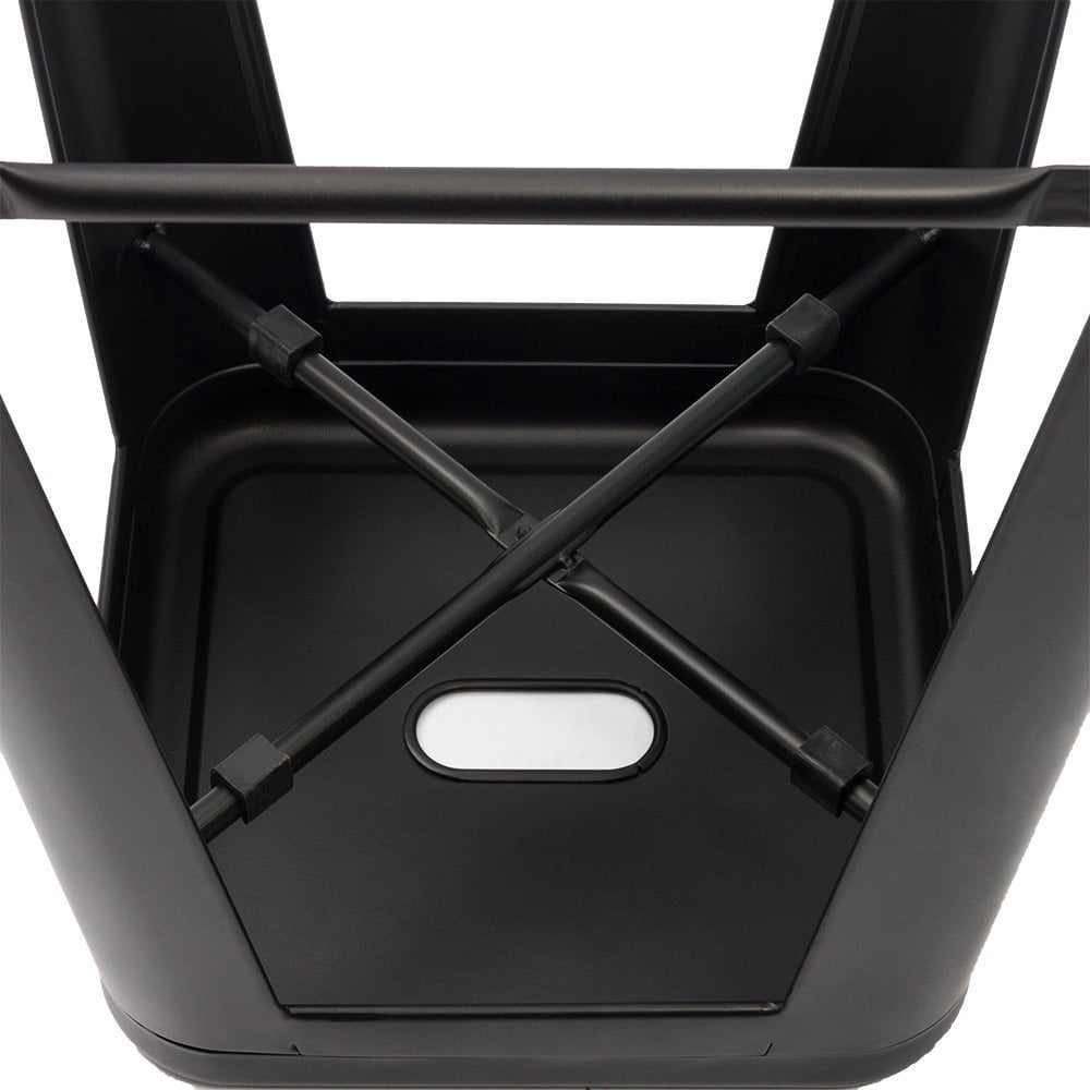 Lacoo Indoor-Outdoor 30'' Modern Tolix Style Metal Backless Light Weight Bar Stools with Square Seat, Deep Black