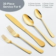 thumbnail image 2 of Silverware Set, 30 Piece Flatware Set, Stainless Steel Home Kitchen Hotel Restaurant Tableware Cutlery Set, Service for 6, Include Knife/Fork/Spoon, Mirror Polished, Dishwasher Safe, 2 of 9