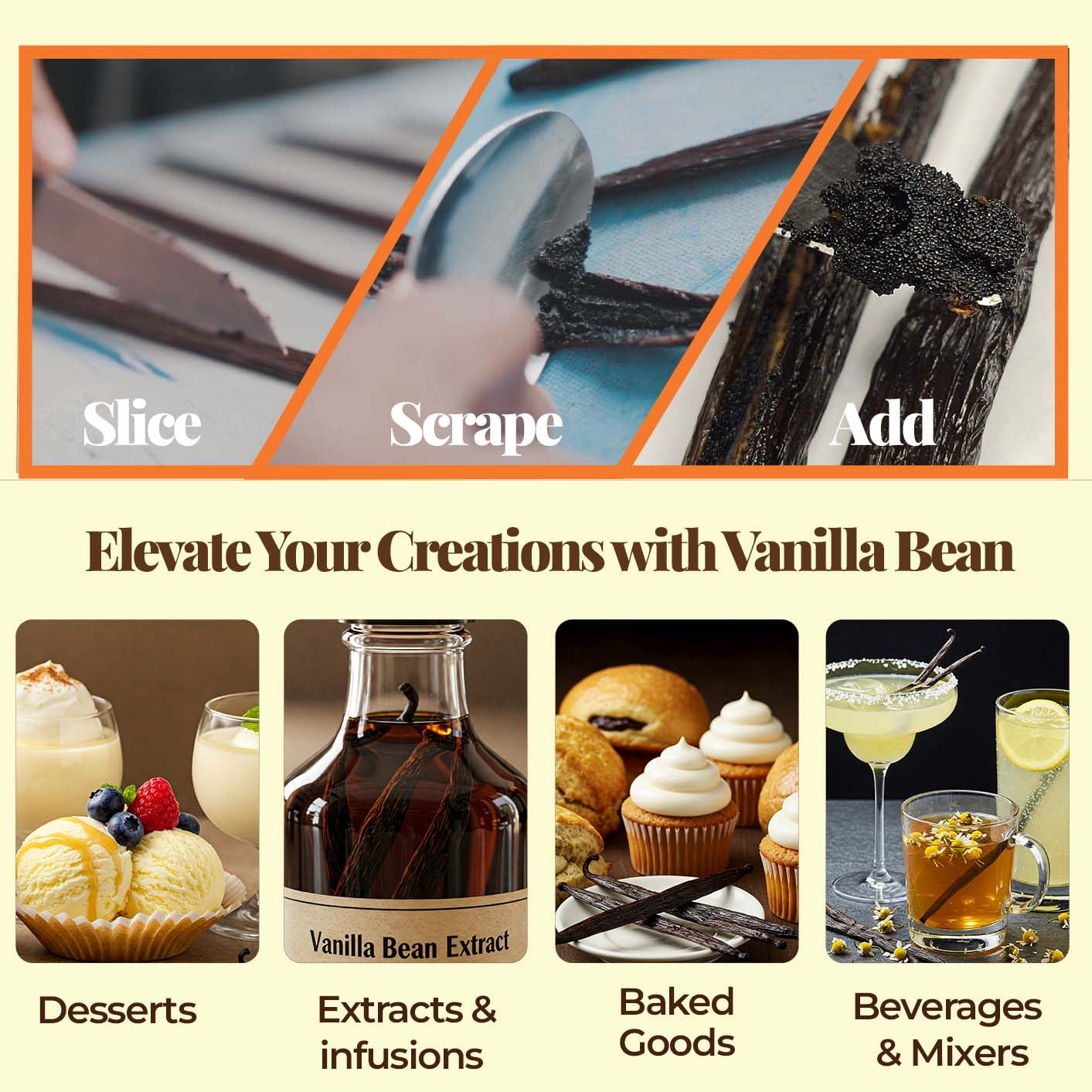 1 lb Vanilla Beans Grade a+ Pods, Bulk Vanilla Bean for Making Extract & Baking, Non-GMO - Akshit