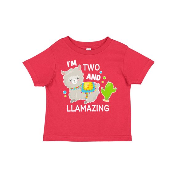 Inktastic Im Two and Llamazing with Llama and Cactus Boys or Girls Toddler T-Shirt