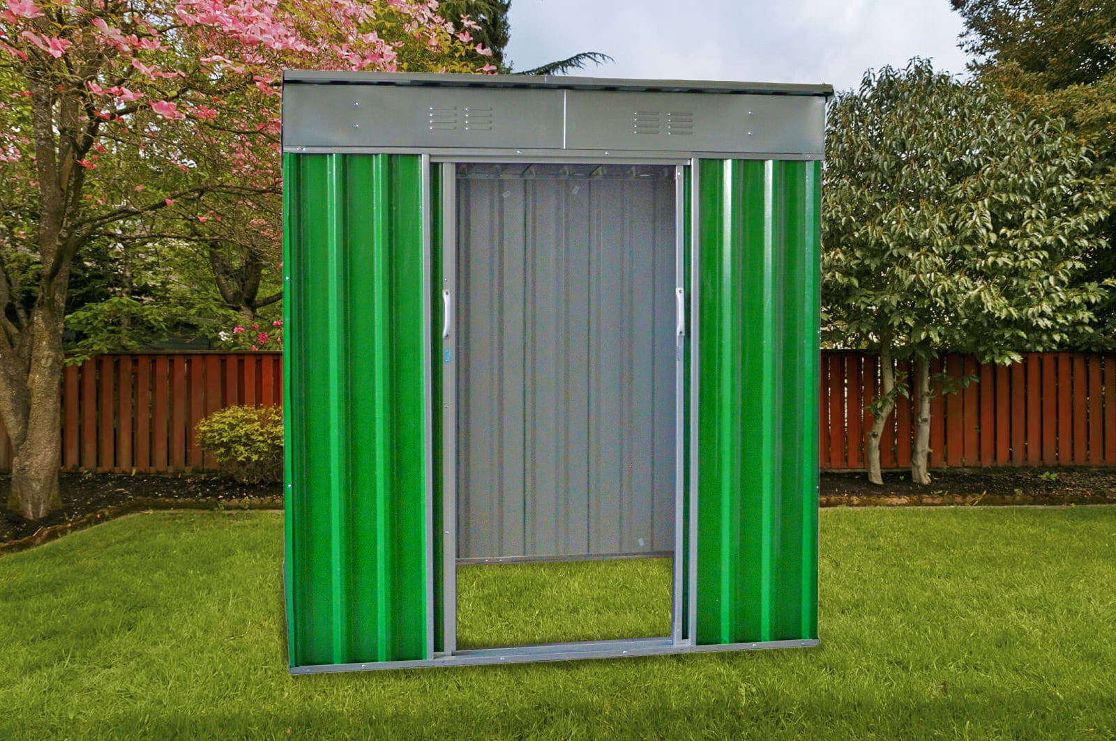 Green Outsunny 77x 48 Metal Patio Storage Shed Lockable Arrow Shed Tool Yard 