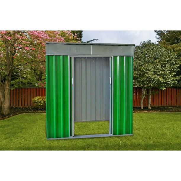 Outdoor Storage Green Shed Steel Tool Shed Lawn Equipment Storage w ...