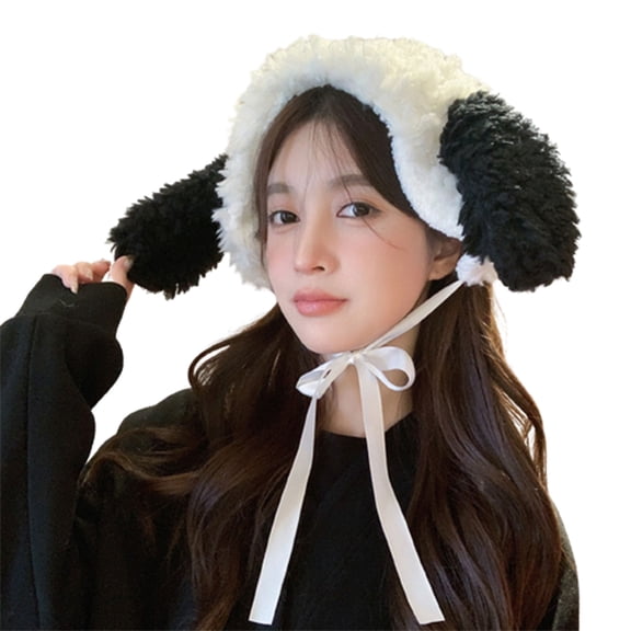 Aellinatey Cute Head Wrap Hair Bands for Ear Warmer Furry Reindeer Horn Puppy Ear
