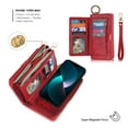 thumbnail image 4 of Wallet Case for iPhone 15 Pro, [PU Leather] Detachable 2 in 1 Folio Purse for iPhone 15 Pro Credit Card Flip Case Protective with Card Slots, Stand and Magnetic Closure, Red, 4 of 9