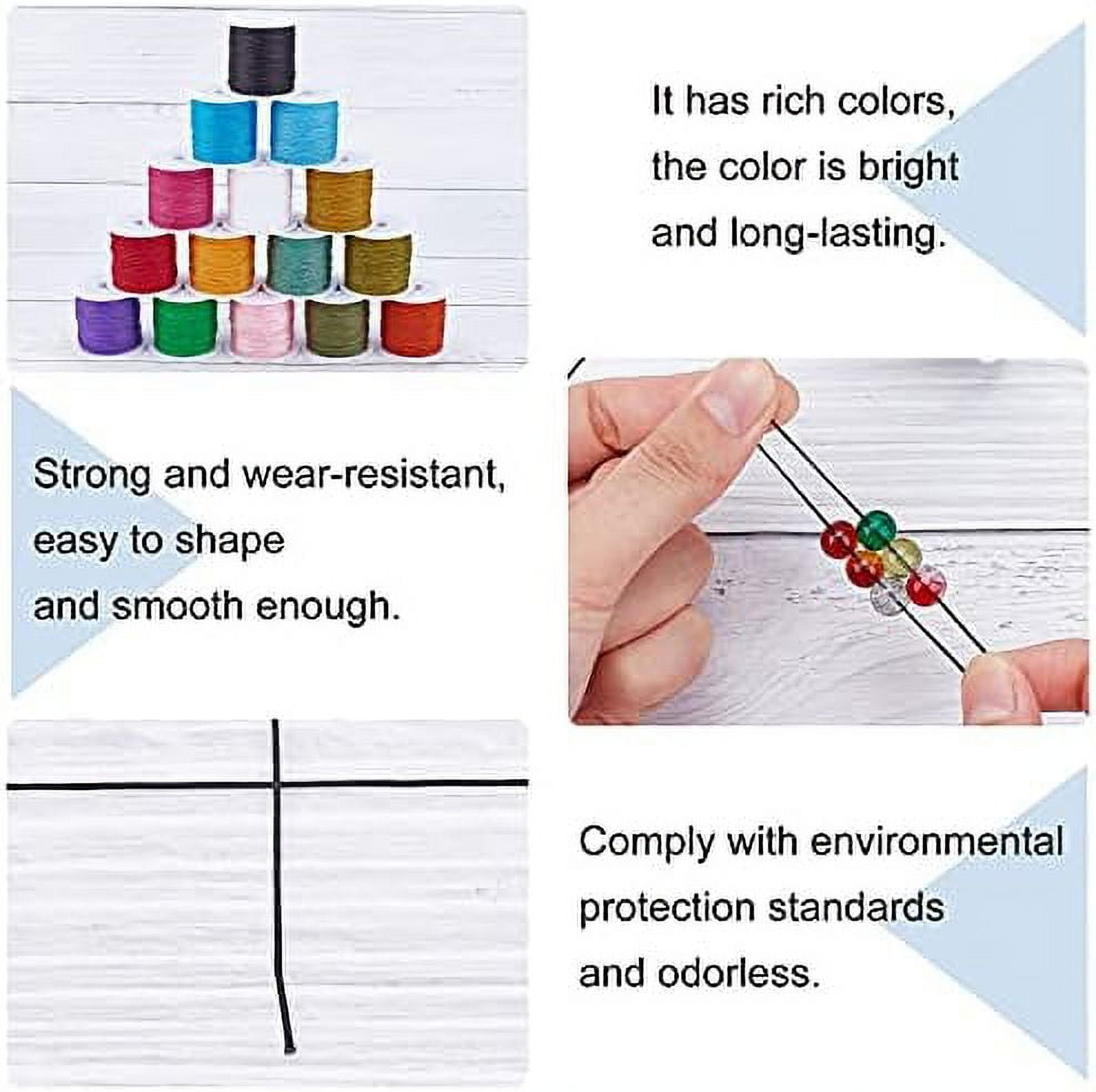 19 Colors Polyester Cord 0.5mm Round Beading String Knotting Wire for Chinese Knotting Kumihimo Beading Macramé Jewelry Making Sewing- 37~40 Yds/Roll