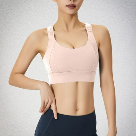 BSDJILFG Womens Sports Bras Seamless Racerback Workout Bra Solid Color Stretch Full Coverage T-Shirt Minimizer Yoga Bras Small Cups Clearance S-5XL
