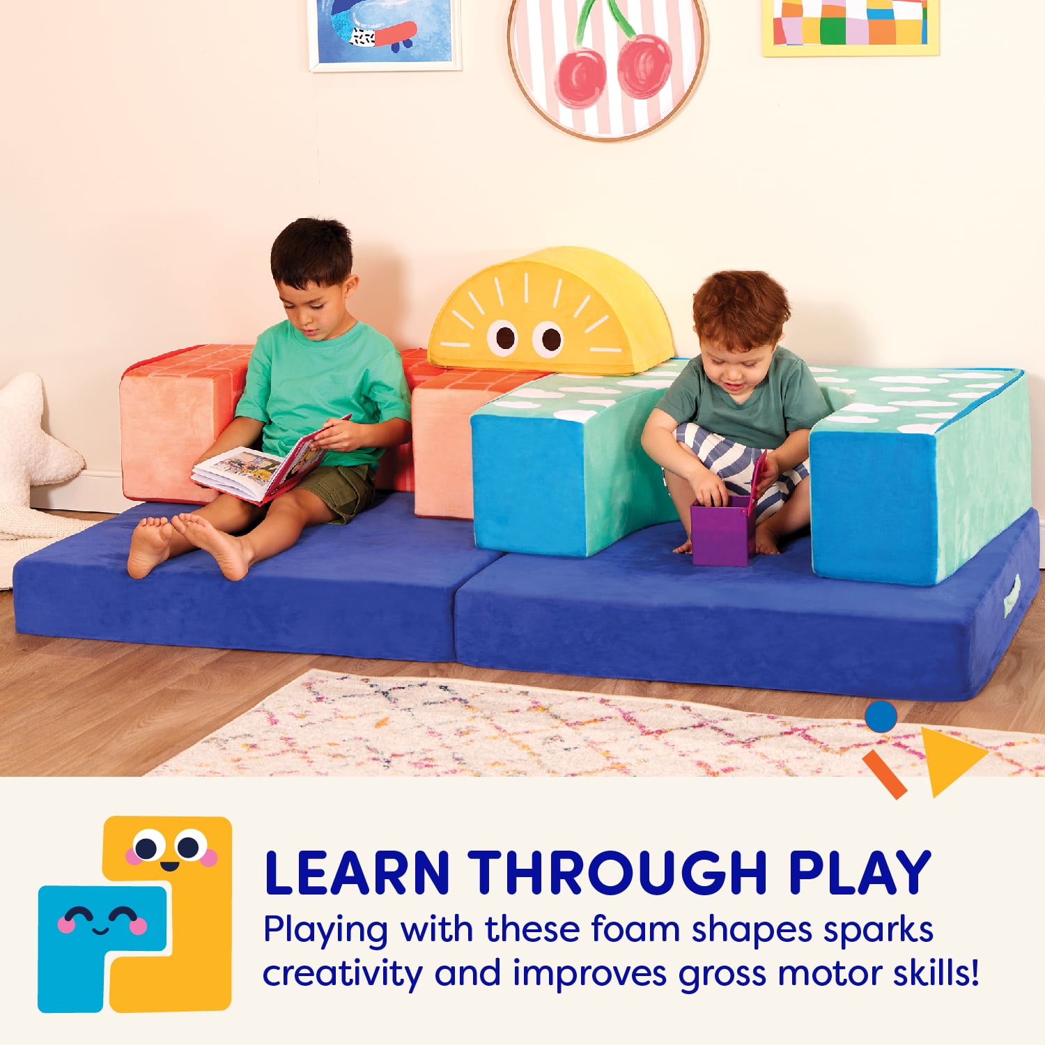 Battat Cloud Castle Foam Fort Building Set with 5 Multicolor Play Shapes, Indoor Toy for 12 Months +