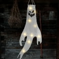 thumbnail image 4 of Drapeau en Forme de Fantôme d'Halloween avec Lumières LED Colorées Décorations Suspendues Extérieures pour Jardin Patio Allée Fête, 4 of 6