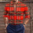thumbnail image 1 of Camisa con botones de manga larga informal para exteriores, a cuadros, alce, muñeco de nieve, , nuevo diseño de diseñador para hombre, talla grande, 1 of 6