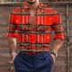 thumbnail image 1 of Camisa con botones de manga larga informal para exteriores, a cuadros, alce, muñeco de nieve, , nuevo diseño de diseñador para hombre, talla grande, 1 of 6