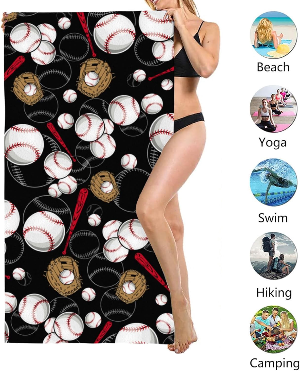 Fasiaou Sand Resistant Beach Towel - Quick Dry Microfiber Beach Towel 60x30 Inches Sandproof Pool Towels Thin Lightweight Compact Travel Swimming Bath