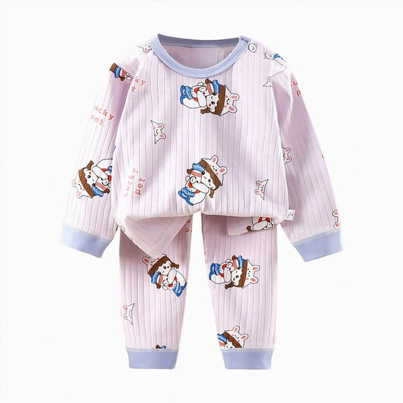 Linfrsh Toddler Girls Pajamas 4t-5t Baby Girls Boys Pajama Set, Toddler Sleepwear pjs, Cotton Tee and Pant pjs Set(Light Purple,5-6 Years)