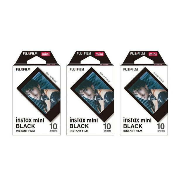 Película instantánea Fujifilm Instax Mini con marco negro, paquete de 3