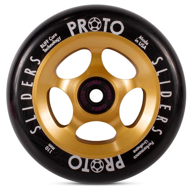 PROTO Slider Scooter Wheels with BUFF Core Technology Pre-Installed Bearings - Black and Gold