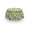 thumbnail image 3 of Leaves Ottoman Cover, Grunge Laureate Elements, 2 Piece Slipcover Set with Ruffle Skirt for Square Round Cube Footstool Decorative Home Accent, Standard Size, White Multicolor, by Ambesonne, 3 of 5