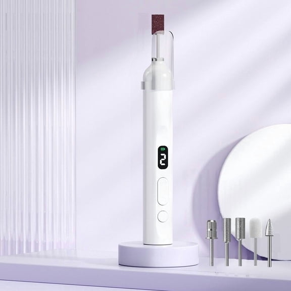 Electric Nail Drill, Cordless Drill, Portable Nail File Kit for Thick Toenails, Nail Dril Machine Professional Manicure Pedicure for Hand Natural Nails Care (White)
