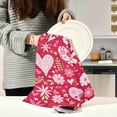 thumbnail image 3 of Lovely Hearts Flowers Dish Towels Set of 1, Pink Leaves Valentine Washable Tea Towels Dishcloths Lint-Free 18x28 Inch Fast Drying for Home Kitchen Clean, 3 of 7