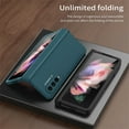 thumbnail image 6 of Feishell Case for Samsung Galaxy Z Fold4,Built-in Glass Screen Protector Film,Shockproof Hinged Folding All-inclusive Shell Micro-frosting Anti-Scratch Support Wireless Charging Slim Phone Case,Cyan, 6 of 10