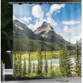 thumbnail image 4 of Ambesonne Landscape Shower Curtain, Spring Canadian Day, 69"Wx84"L, Green Blue, 4 of 5