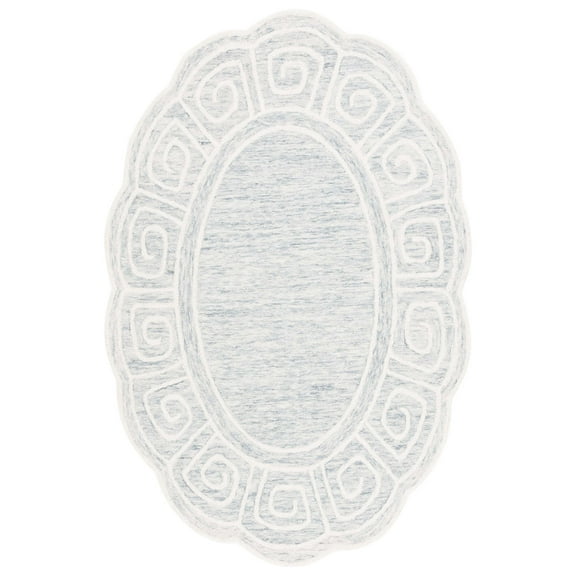 SAFAVIEH Novelty Mervyn Geometric Area Rug, Light Grey/Ivory, 5' x 8' Oval
