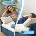 thumbnail image 6 of 43" Oversized Single Sofa Chair, 42.5" Wide & 32" Deep Seat Armchair with Chenille Upholstery & 2 Throw Pillows, Color Block Design for Living Room Comfort (Blue+Cream), 6 of 9