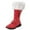 Z02-Red, variant on Christmas Santa Claus Boots Men's Wide Calf Santa Combat Boots with White Plush Foot Bells Buckle Strap for Halloween Christmas,Red