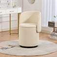 thumbnail image 3 of S-HOME Modern Upholstered Barrel Chair, Versatile Swivel Accent Seat with Free Cat Bed Stool Included for Daily Use and Storage, Beige-Fabric, 3 of 18