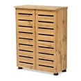 thumbnail image 2 of Baxton Studio Adalwin Modern and Contemporary Oak Brown Finished Wood 2-Door Shoe Storage Cabinet, 2 of 11