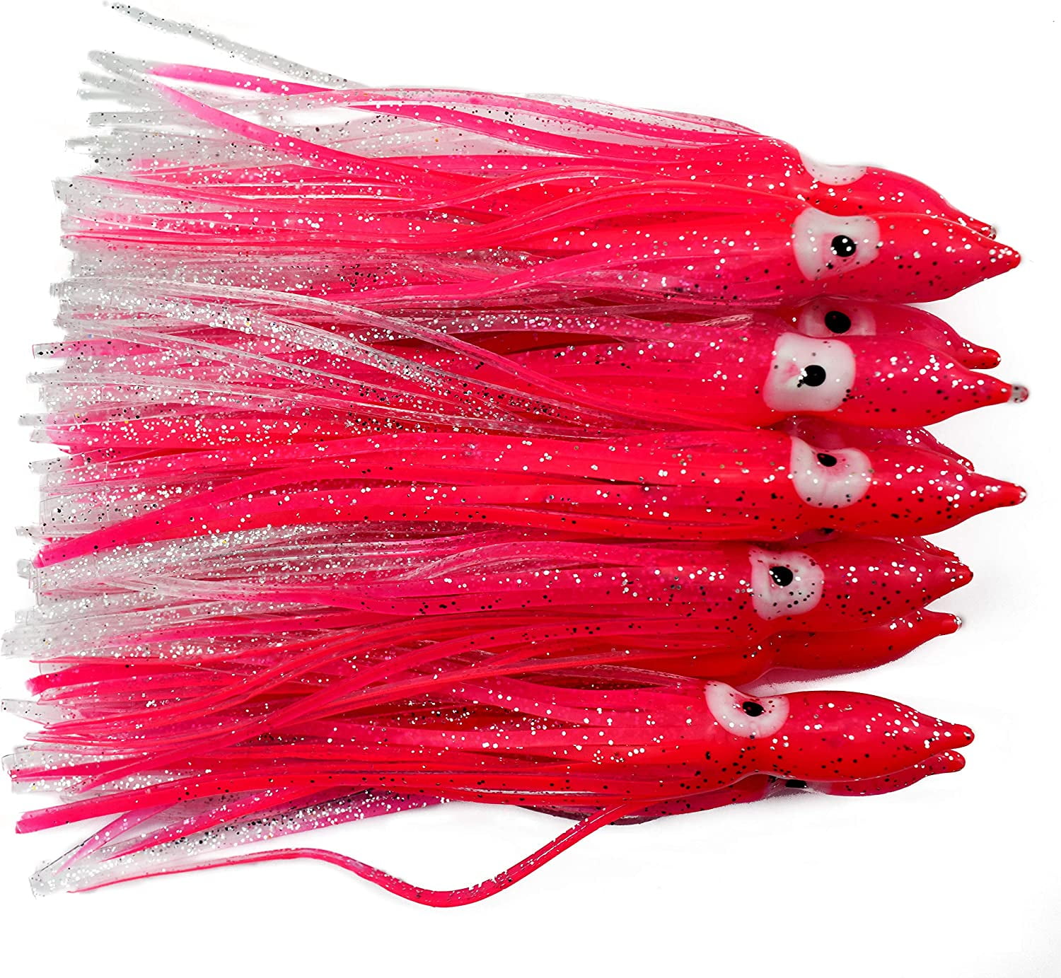 20pcs Squid Skirts Fishing Lure Trolling Fishing Lures Soft Octopus Baits  for Saltwater Fishing 6in/15CM (Transparent Pink) 
