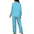thumbnail image 5 of Kuiaobaty Cute Panda Print Women's Pajama Sets Music Note Long Sleeve Button Down Sleepwear Nightwear Soft Pjs Lounge Sets, Blue, XL, 5 of 7