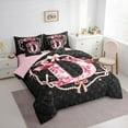 thumbnail image 3 of Castle Fairy Floral Personalized Initial Alphabet D Twin Bedding Sets 7-Piece for Female Men Women,Pearl Ribbon Bow-Tie Bedding Comforter Set Microfiber,Hippie Vintage Damask Breathable Sheet Sets, 3 of 8