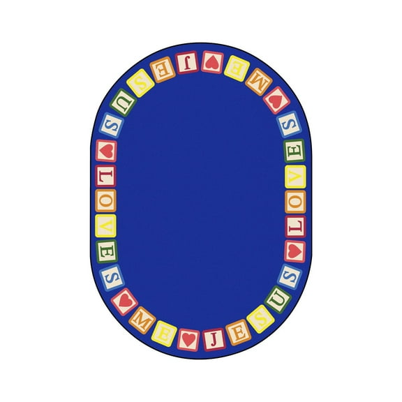 Blocks of Love 5'4" x 7'8" Oval Area Rug In Color Multi