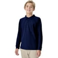 thumbnail image 3 of Classroom School Uniforms Adult Long Sleeve Pique Polo CR835X, L, Dark Navy, 3 of 7