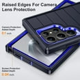 thumbnail image 6 of ELEHOLD for Samsung Galaxy S24 Ultra Hybrid Rugged Case with HD Screen Protector,Hard Protective Invisible Kickstand Non-Slip Drop-Proof Shockproof Anti-Scratch Heavy Duty Cover,Darkblue+Blue, 6 of 7