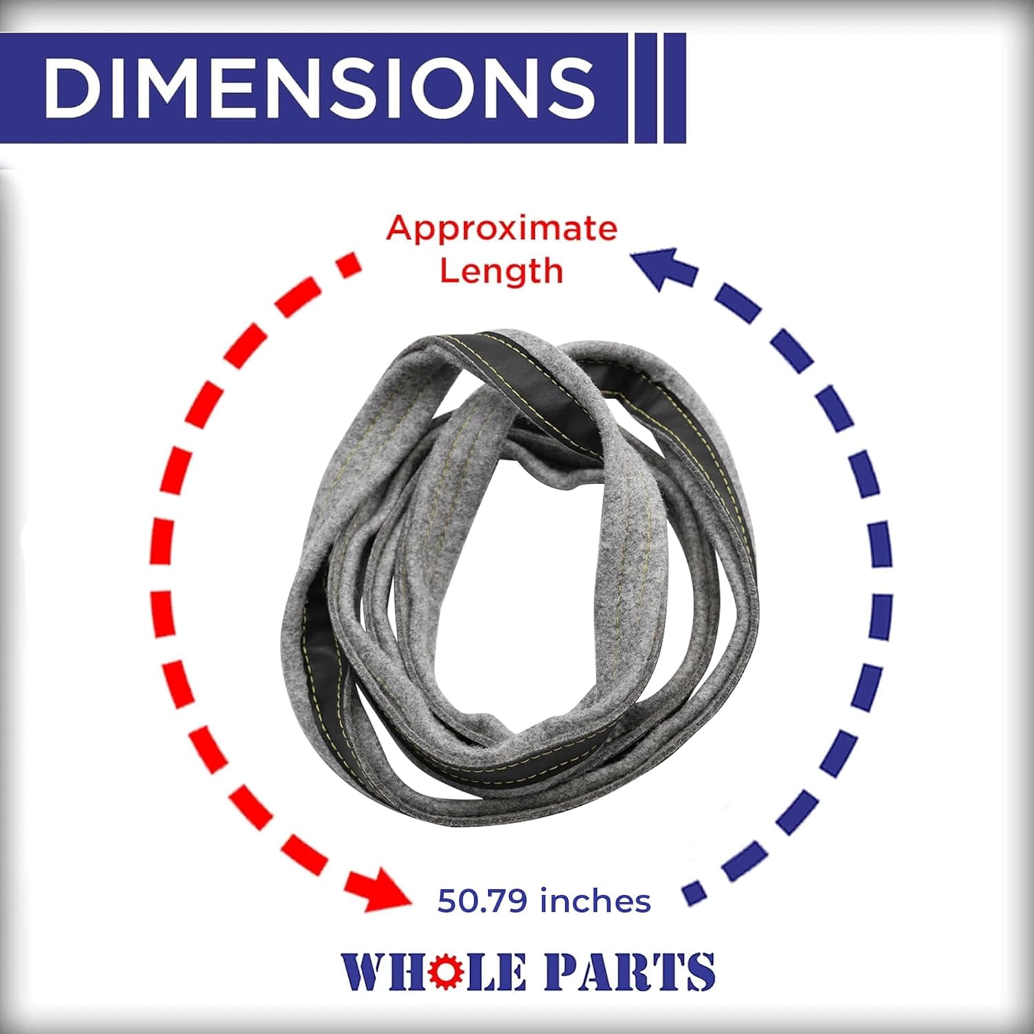 Whole Parts Dryer Drum Felt Seal Gasket, Including Adhesive, Part# 280140 - Replacement & Compatible with Some Maytag, Kenmore and Whirlpool Dryers