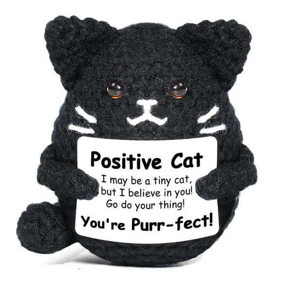 Regalo de animal de ganchillo positivo con forma de gato negro de peluche AiCase