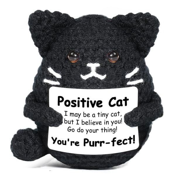 Regalo de animal de ganchillo positivo con forma de gato negro de peluche AiCase