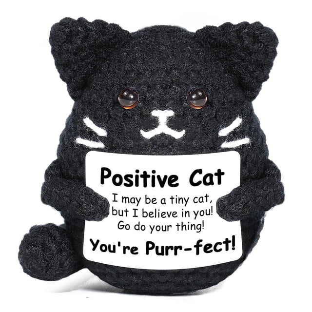 Regalo de animal de ganchillo positivo con forma de gato negro de peluche AiCase