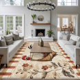 thumbnail image 4 of Vintage Rooster Area Rug 6x9 FT, Non Slip Living Room Throw Carpet, Watercolor Spring Floral Farmhouse Animals Washable Soft Large Floor Carpet Non-Shedding Rug for Bedroom Dining Room Play Room, 4 of 9