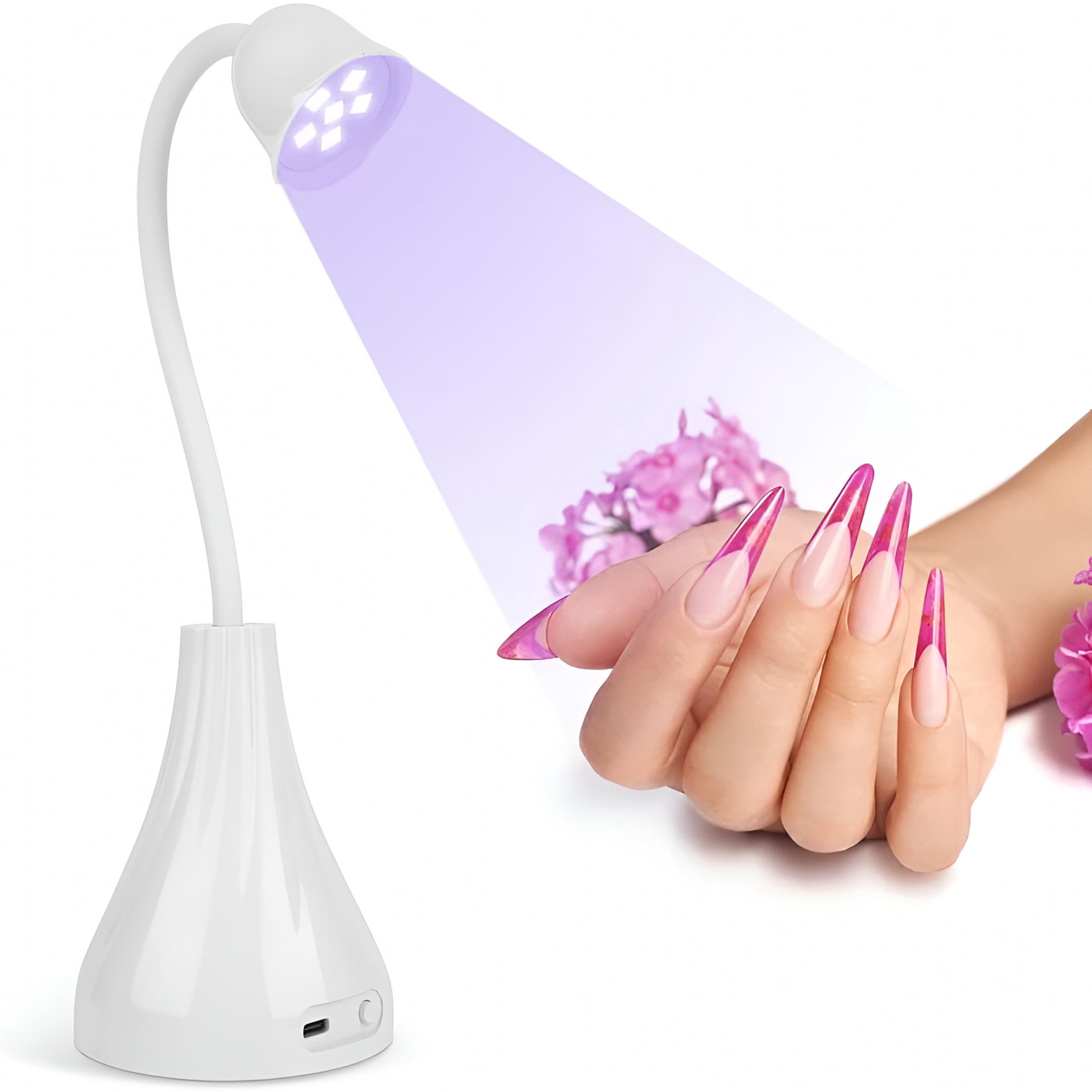 HIBIBUD Led Uv Nail Lamp - Mini Rechargeable Light for Gel Nails Flash Curing,18W Dryer with 60S Timers,Fast Curing Gooseneck Lamp for Home Diy Manicure