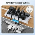 thumbnail image 4 of TROND Surge Protector Power Strip, ETL Listed, Flat Plug 15ft Long Extension Cord, 10 Wide Spaced Outlets, 2 USB A & 2 USB C Ports, 4000J, Wall Mount/Screw On, for Home Office Entertainment, White, 4 of 7