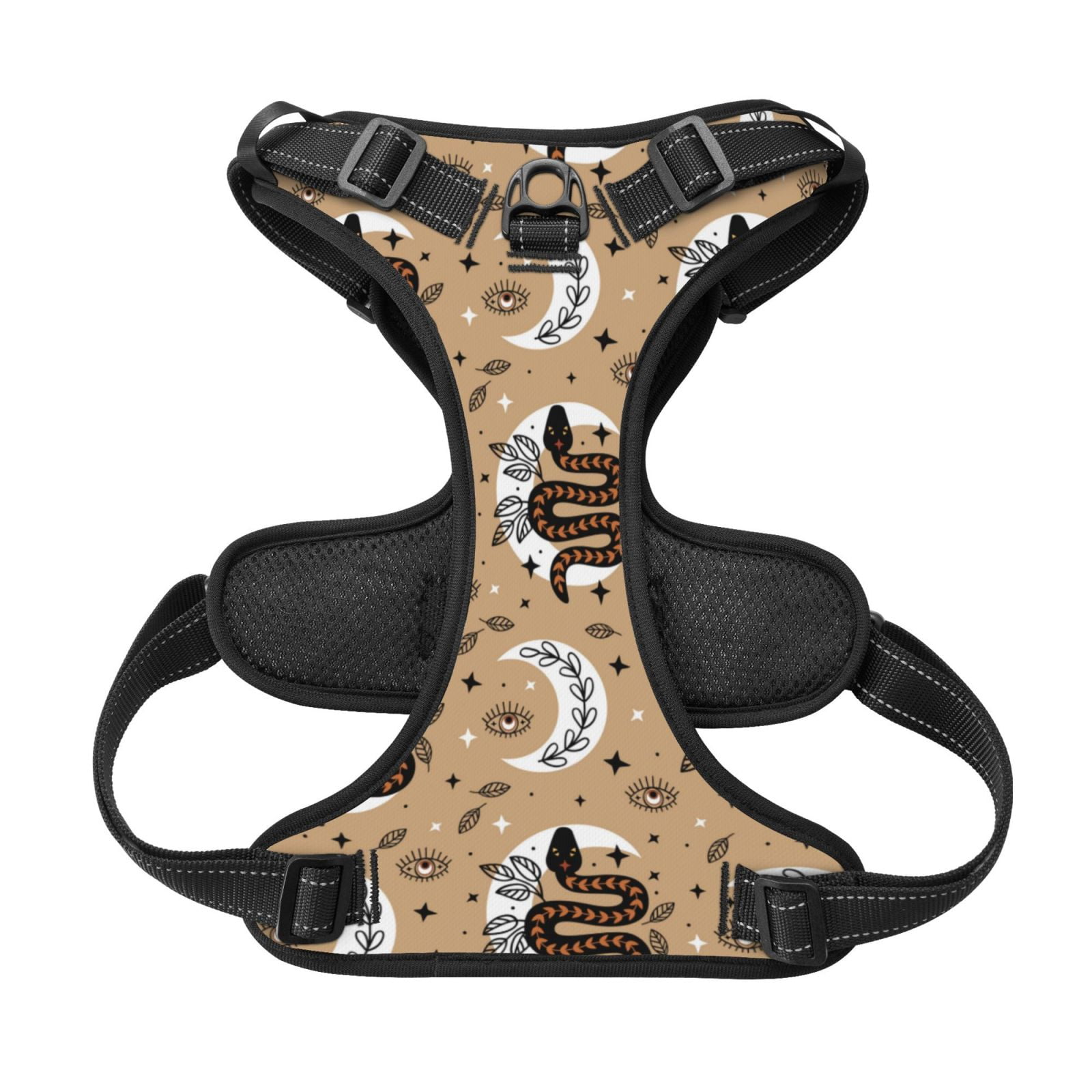 Kdxio Snake And Flower Print No Pull Dog Harness Adjustable Reflective Oxford Easy Control Medium Large Dog Harness for Training and Everyday-X-Large